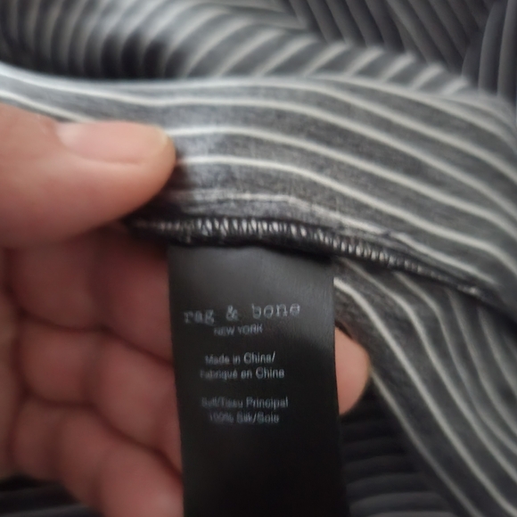 rag & bone Felix Popover Top in Black & White Stripes. - Picture 8 of 15